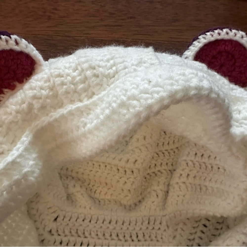SOLD ON X-POST Adorable White and Purple Crochet Baby Cardigan - Picture 6 of 8